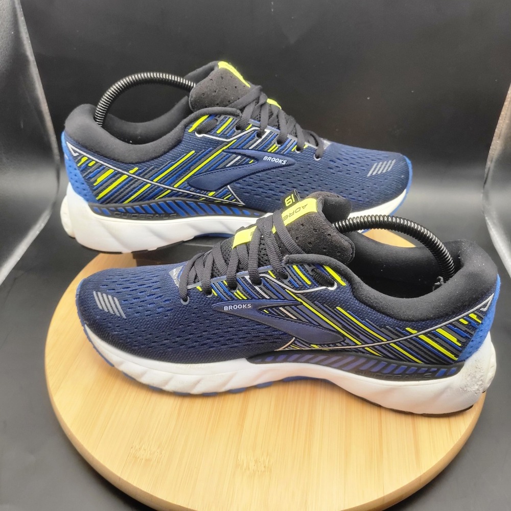 Brooks Adrenaline GTS 19 Mens Navy Blue Yellow Running Shoes 1102941D069 Size 9 - Picture 5 of 11